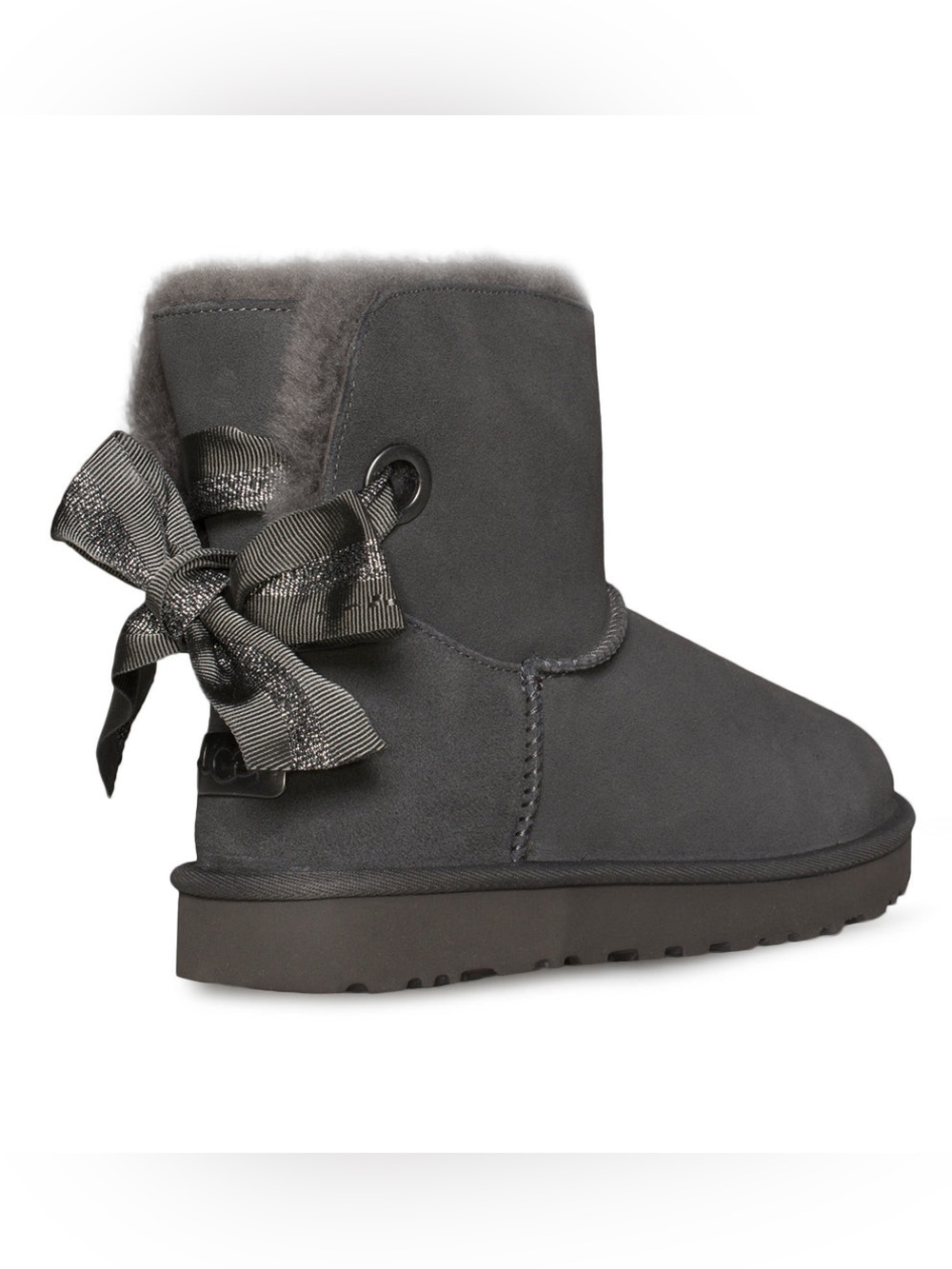 UGG Customizable Bailey Bow Mini Charcoal Shearling Boots | 9